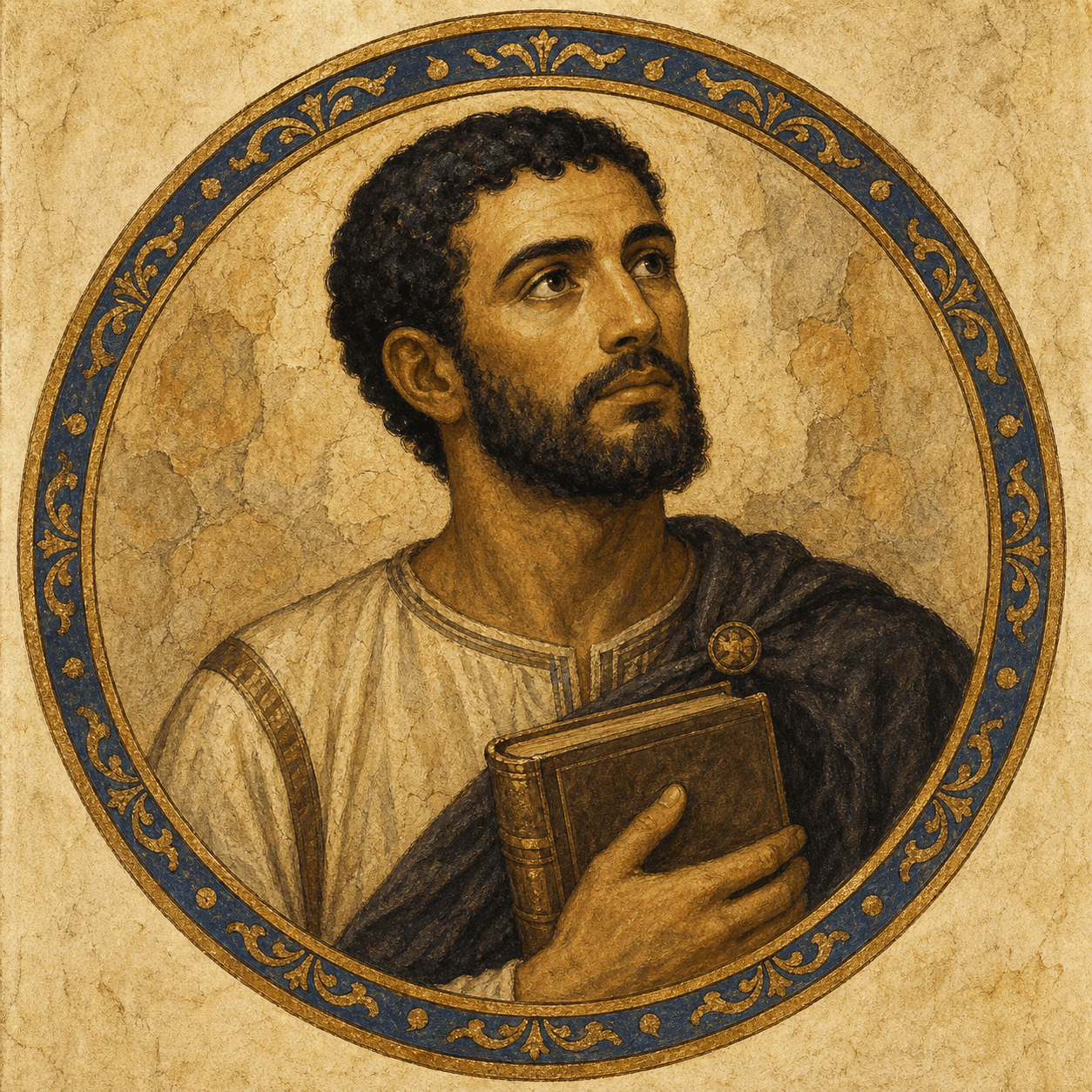 Portrait medallion of St. Augustine of Hippo.